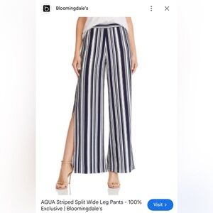 Striped Navy and White Women's Wide-Leg Pants